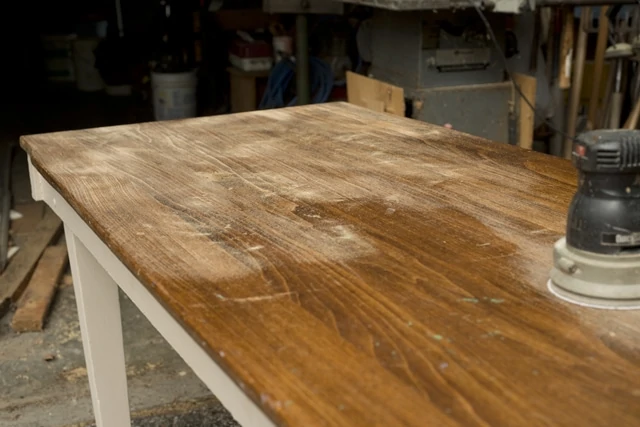 Sanding table top down