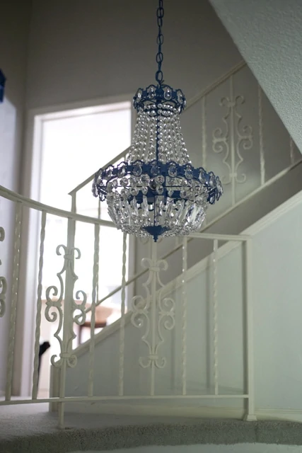 Spray painted chandelier