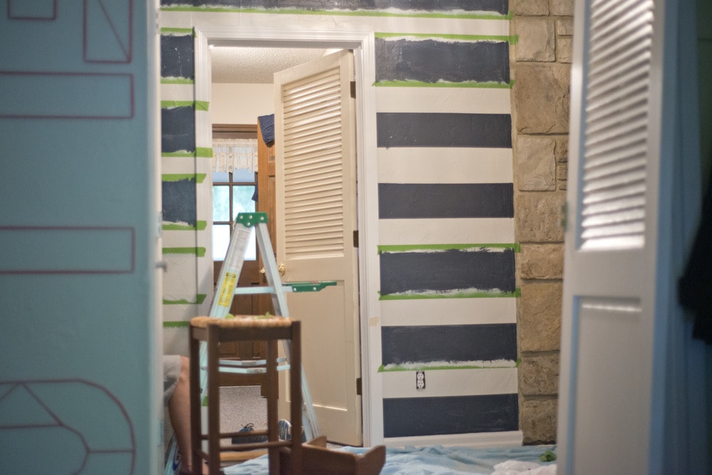 Painting_navy_stripes_in_entryway