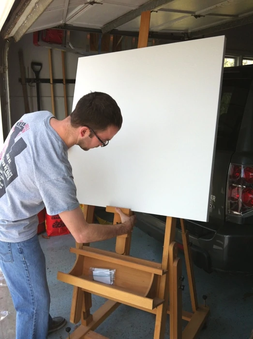 getting the easel ready for painting