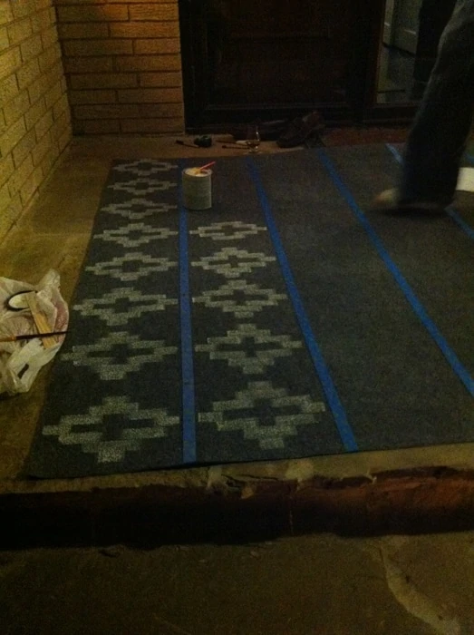 starting on the second row of the painted cheap rug