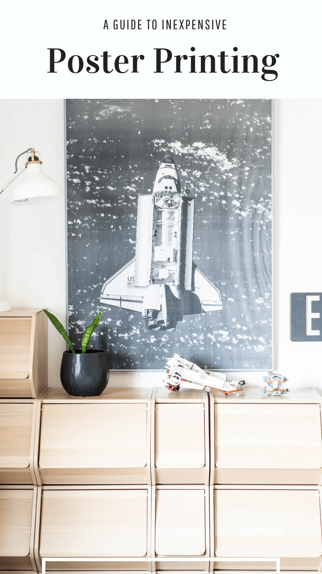 Poster Print with space ship in kids room