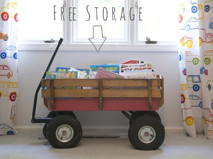 using a wagon as book storage