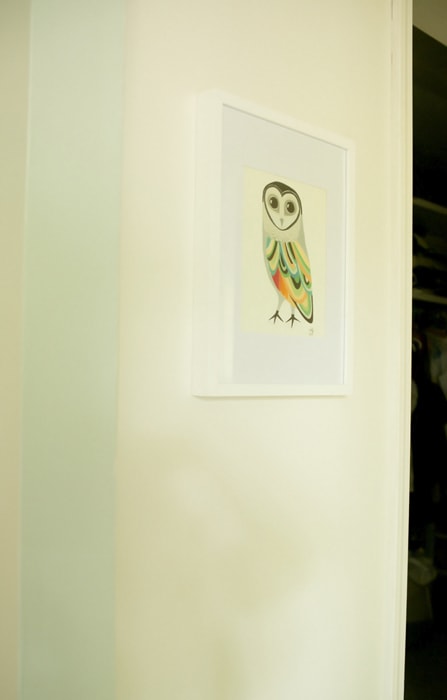 Aqua bedroom with owl