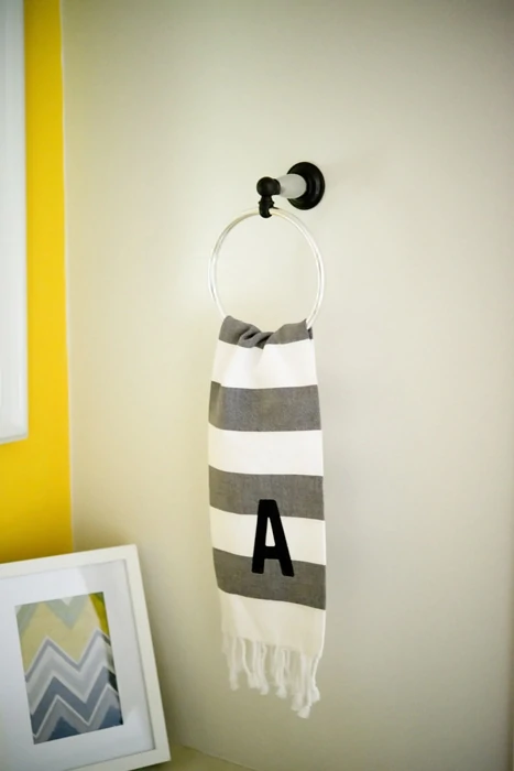 updated towel rack with art