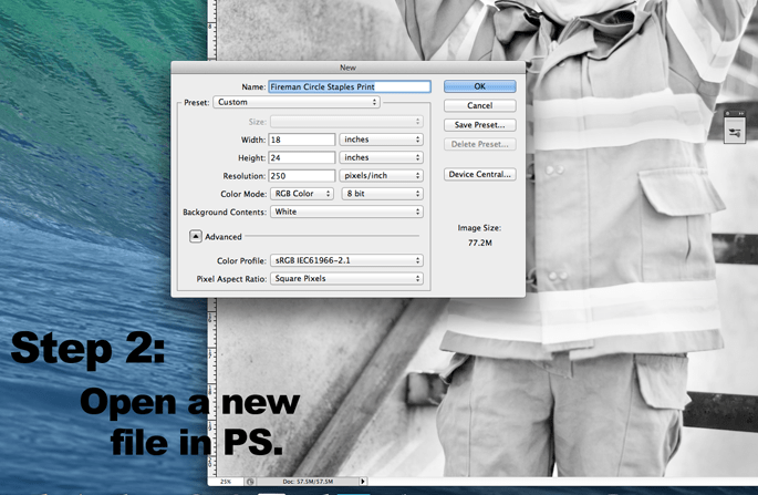 step two of creating a custom cut image in photoshop