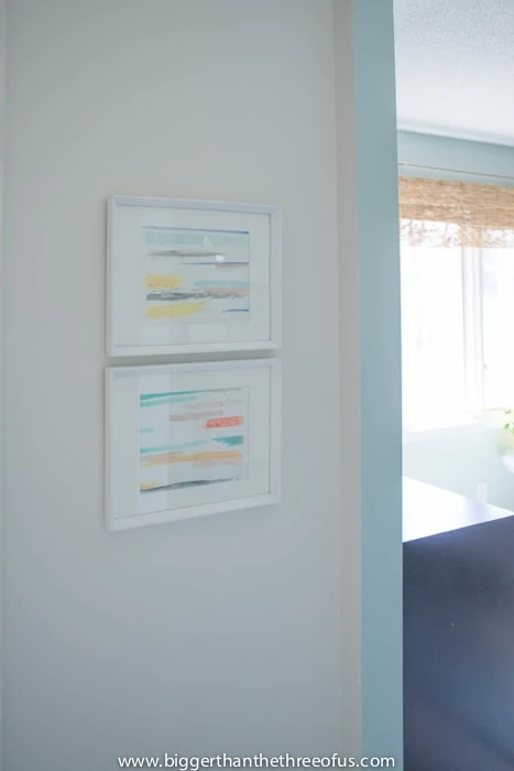 DIY Watercolor art in master bathroom nook