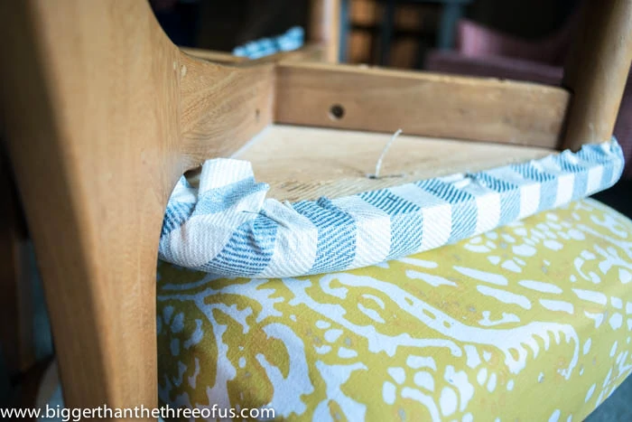 Closeup of upholstered chair