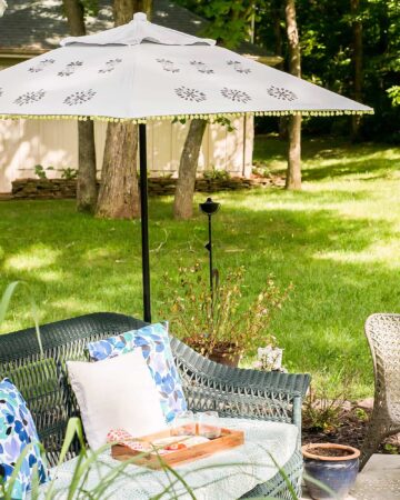 Painted patio umbrella outside