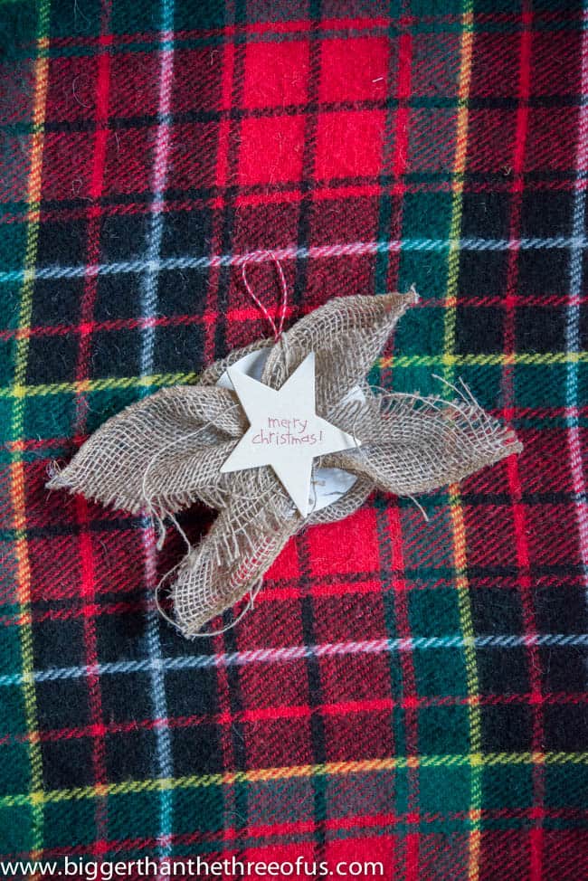 Easy Burlap Ornament - Bigger Than the Three of Us