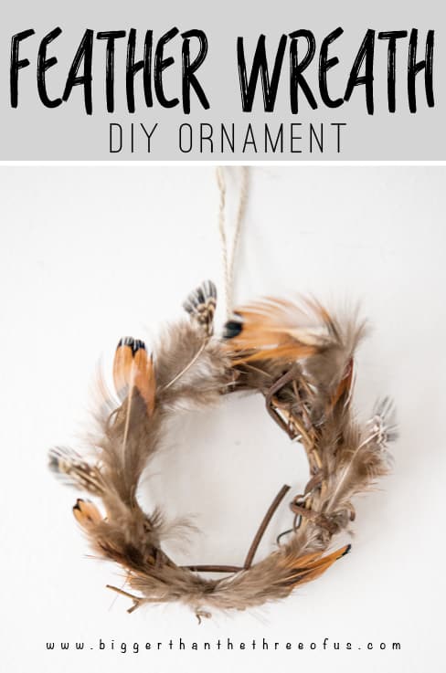 Make a few simple DIY ornaments for Christmas. This Feather Wreath Ornament is adorable!