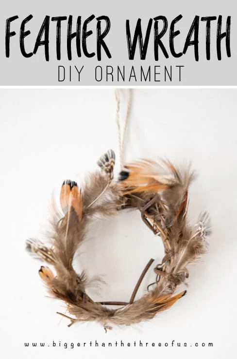 Make a few simple DIY ornaments for Christmas. This Feather Wreath Ornament is adorable!