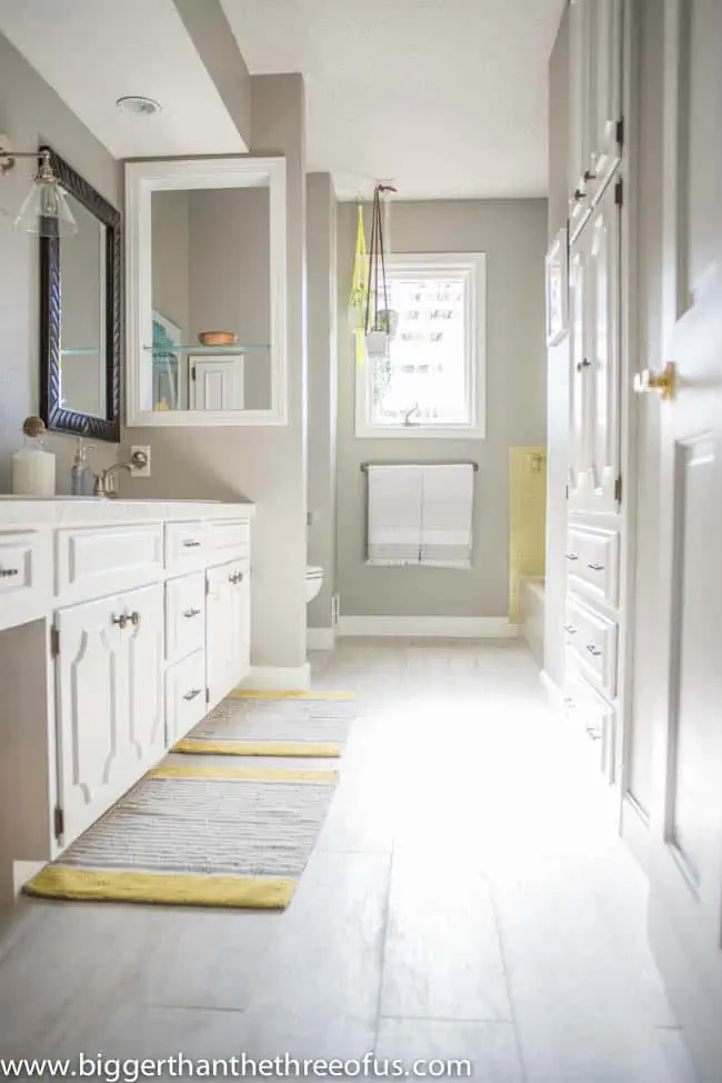 Modern Gray and Yellow Bathroom Update