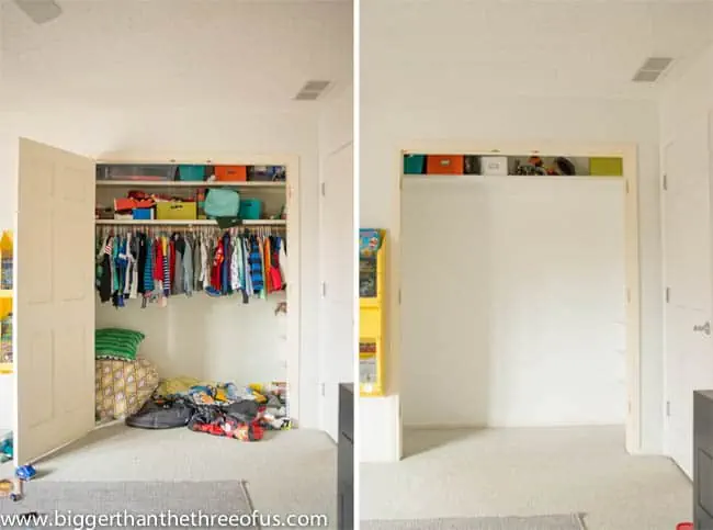 Showing before photos in kids room 