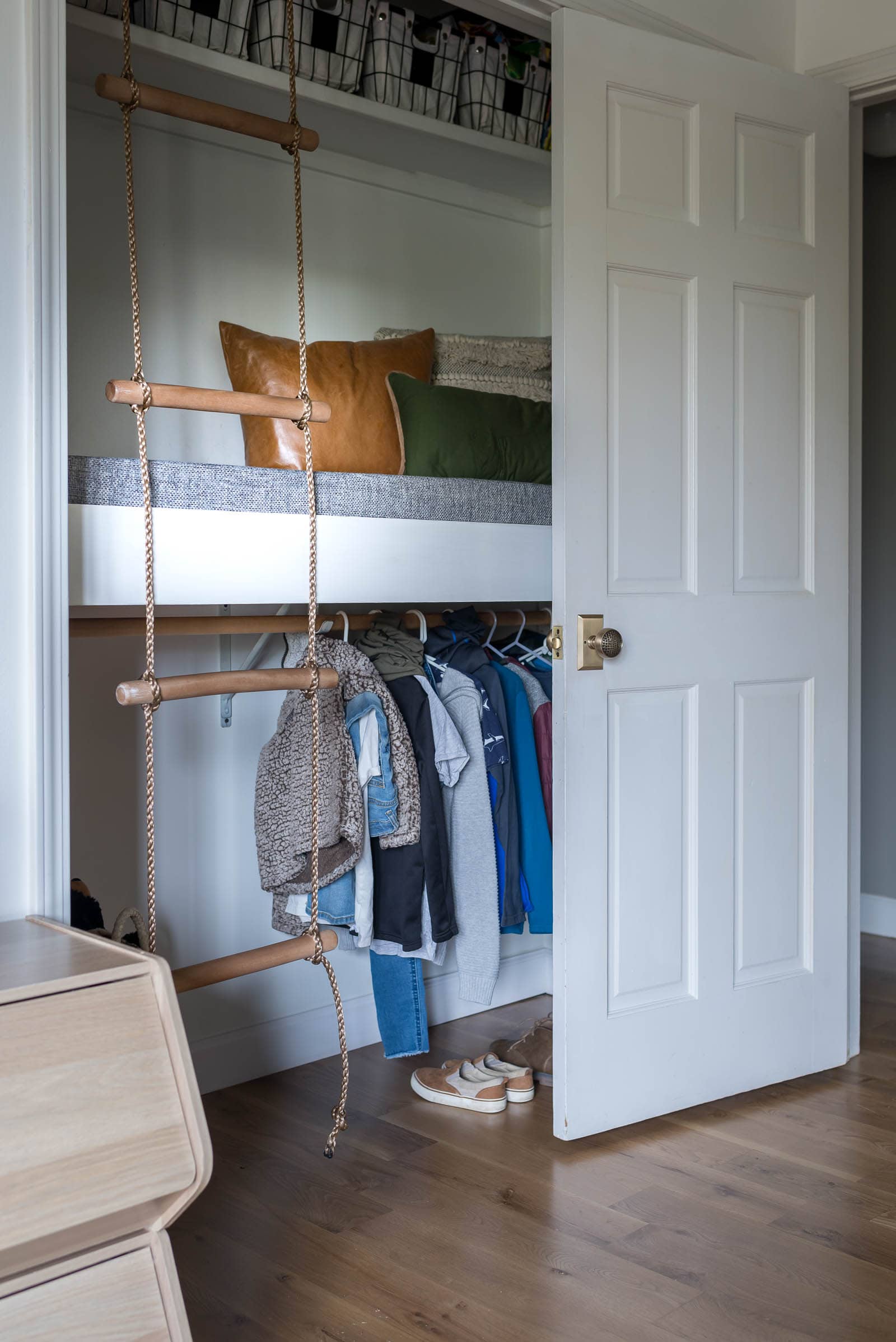 kids bed in closet