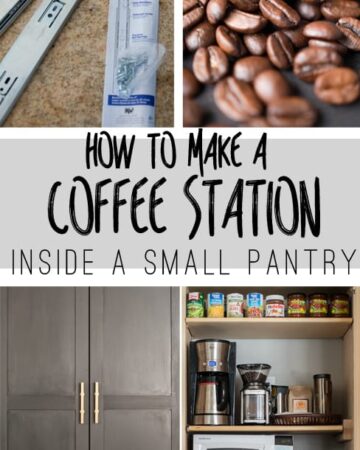 DIY Tutorial for creating a coffee station within a small pantry