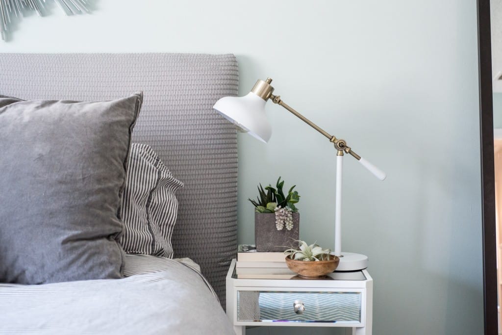 Master bedroom nightstand styling