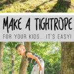 DIY outdoor play idea - Make a tightrope with things out of the garage!