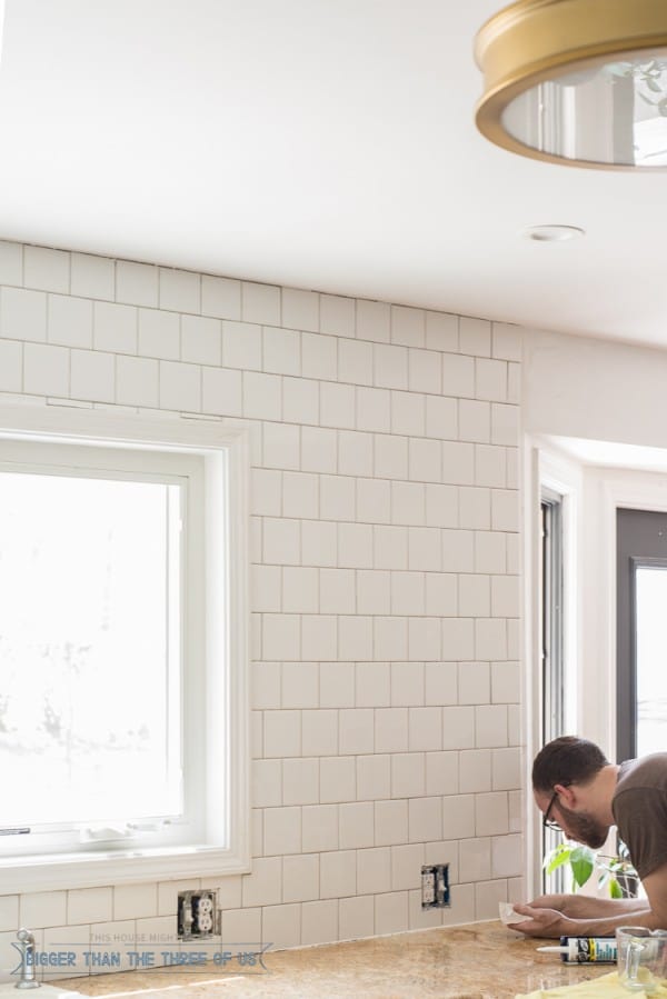 Finishing the Tile with Grout and Electrical Extenders Bigger Than