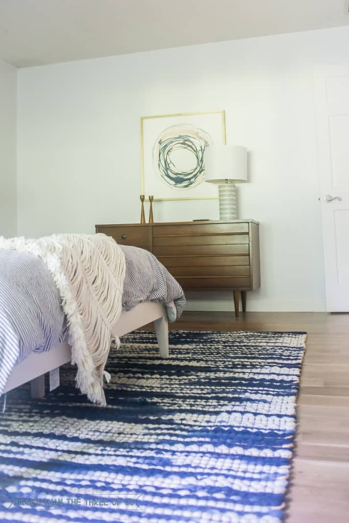 mid-century blue master bedroom