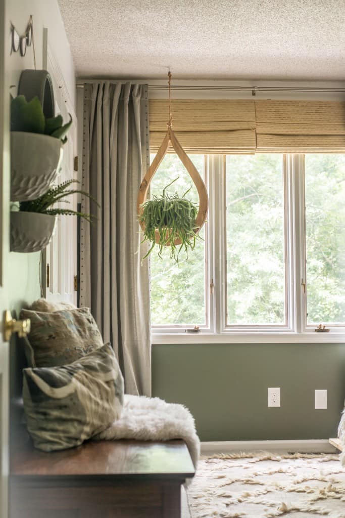 DIY Modern Hanging Planter in a bedroom