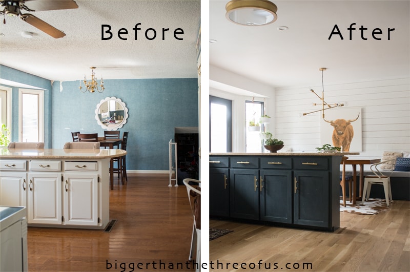 Kitchen Renovation with Dark Cabinets and Open Shelving ...