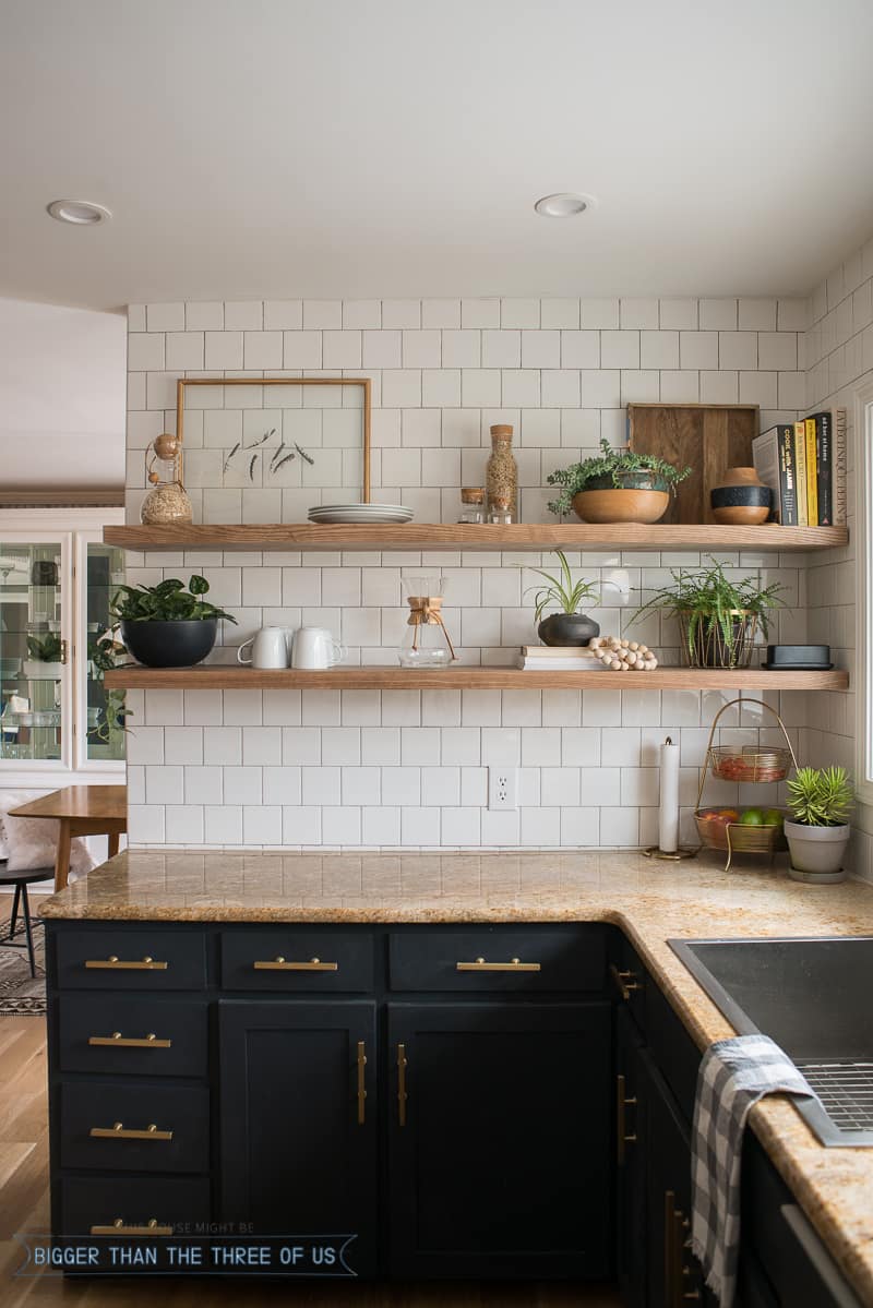 Open Kitchen Shelving and Backsplash Redo - Before and After