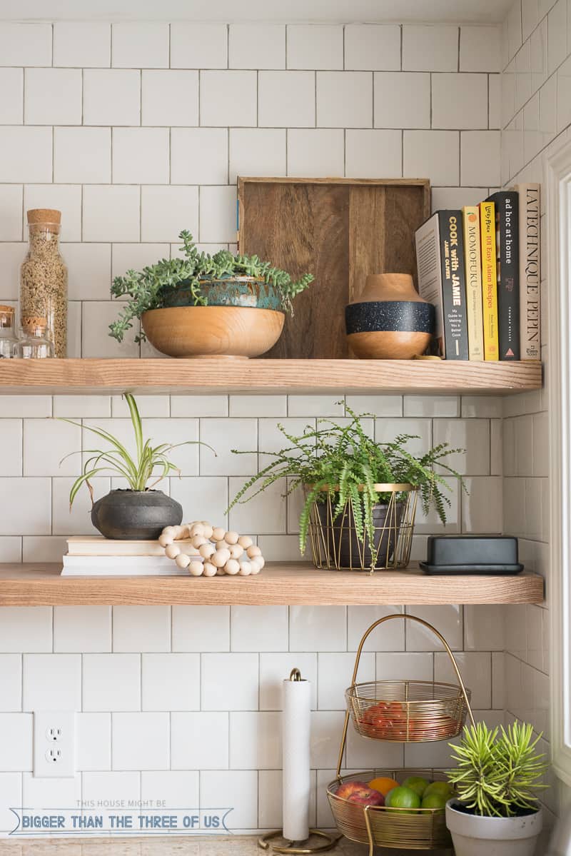 Kitchen Reveal with Dark Cabinets and Open Shelving ...