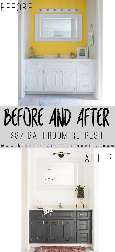 Check out the changes in this bathroom! Can you believe it was transformed for just $87! Click to read more!