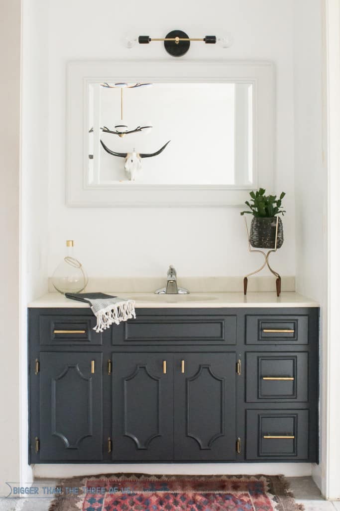 Minimal Modern Bathroom Nook Reveal for $87! - Bigger Than the Three of Us