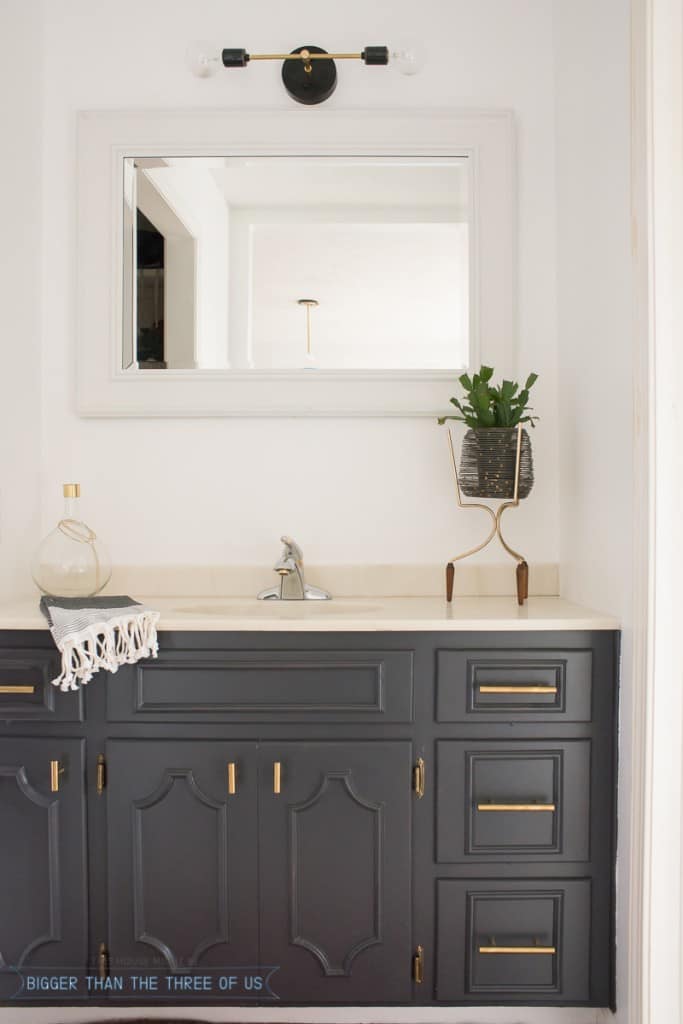 Minimal Modern Bathroom Nook Reveal for $87! - Bigger Than the Three of Us