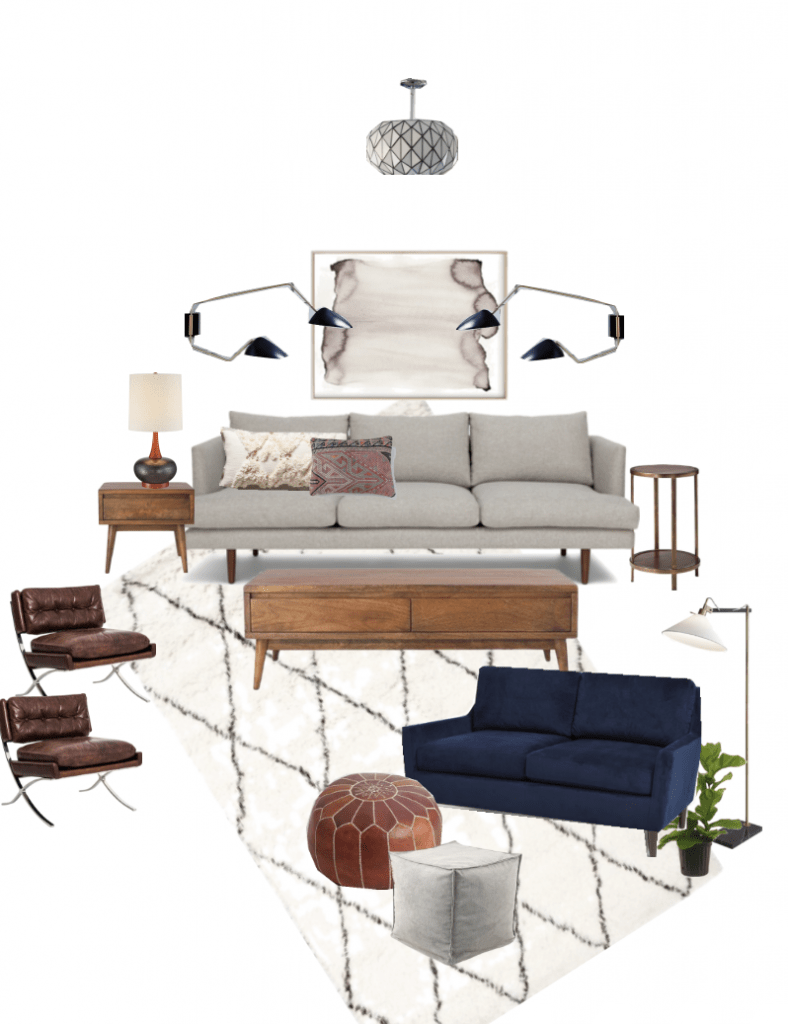 Eclectic Mid-Century Living Room Design by Bigger Than The Three of Us