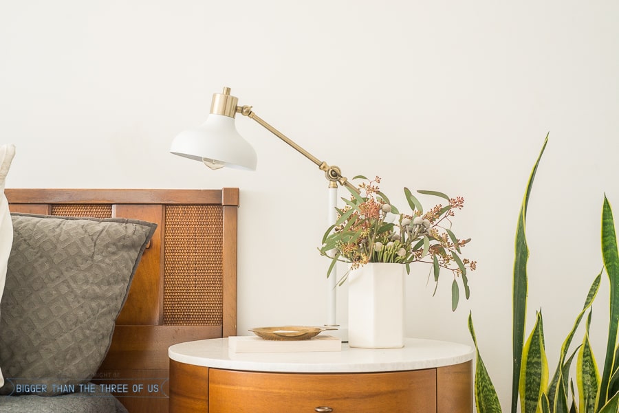 Shopping Guide For Modern Planters + Nightstand styling on a round nightstand