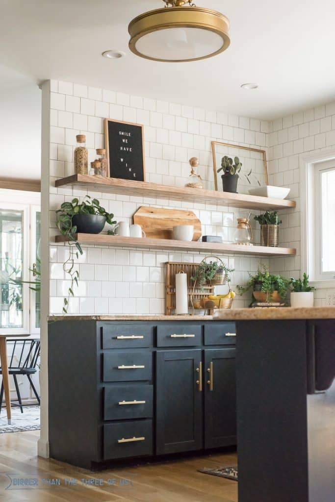 Floating Wood Shelves in the Kitchen