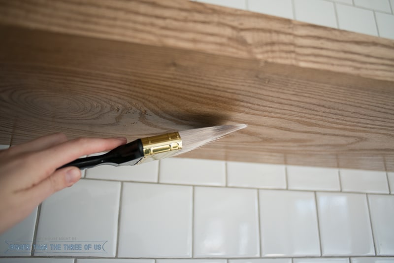 Floating wood shelves in the kitchen 