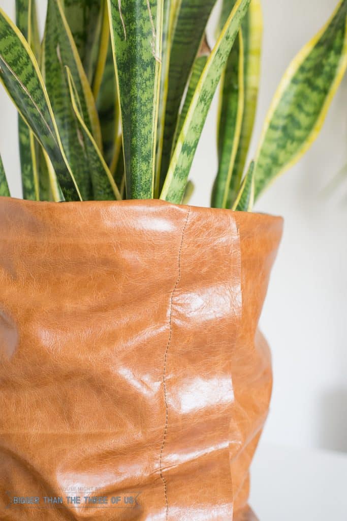 Showing close up up DIY planter bag