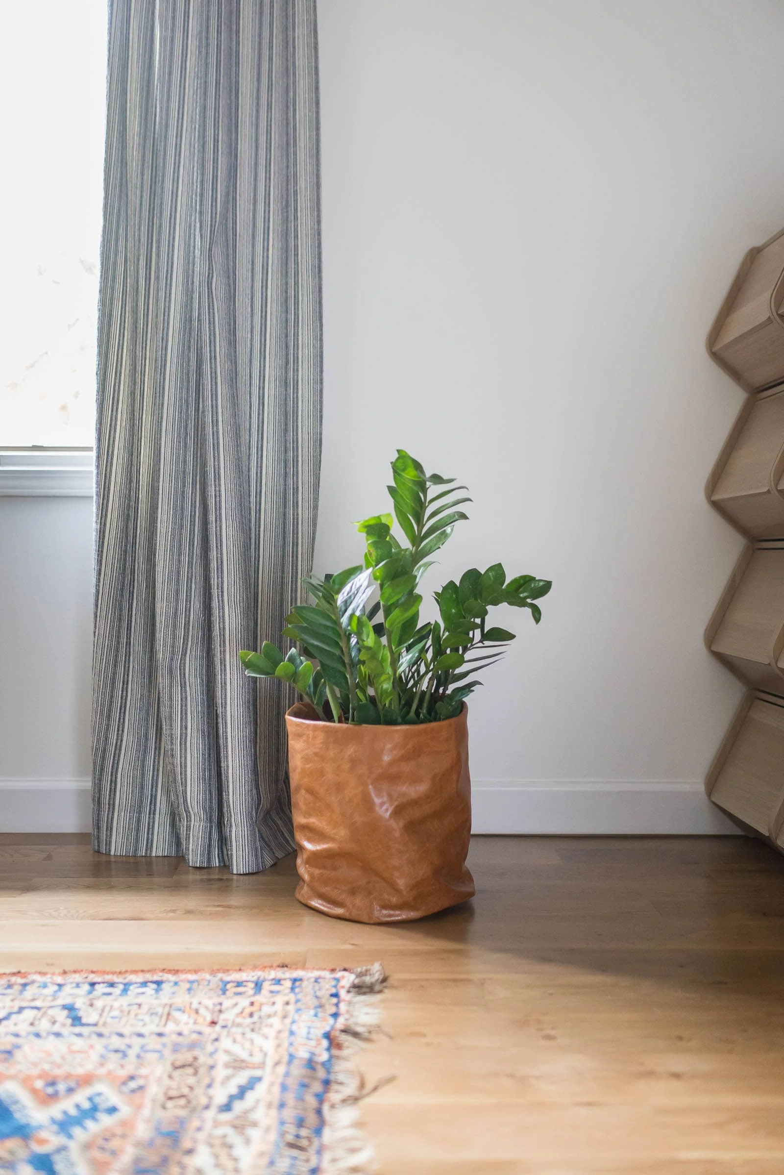 DIY Plant Bag made with scrap leather remnants 