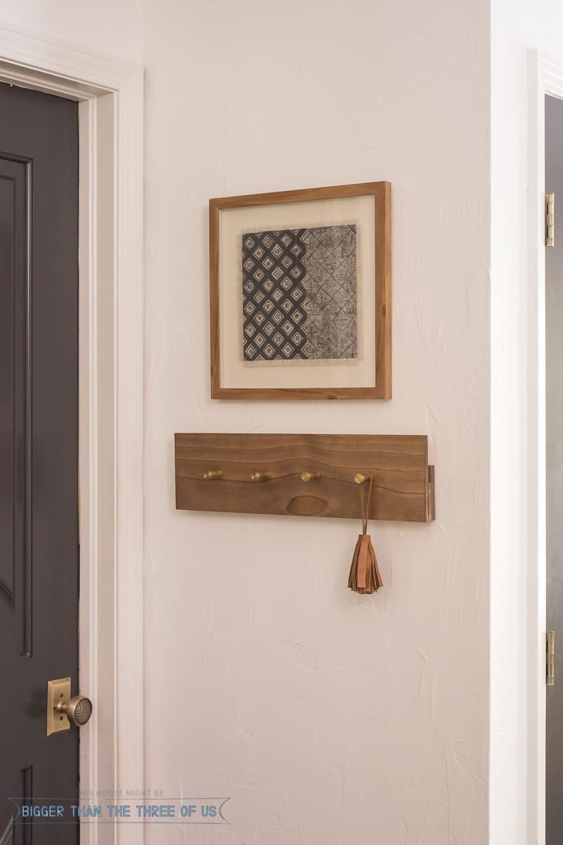 Tribal art and DIY Coat Rack with Brass Knobs