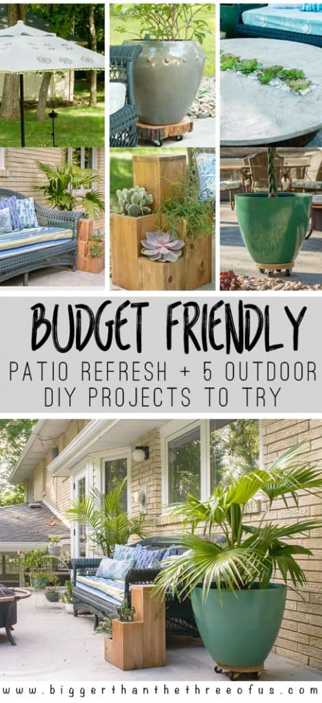 Come over and see this budget-friendly patio refresh and try these 5 DIY outdoor projects!