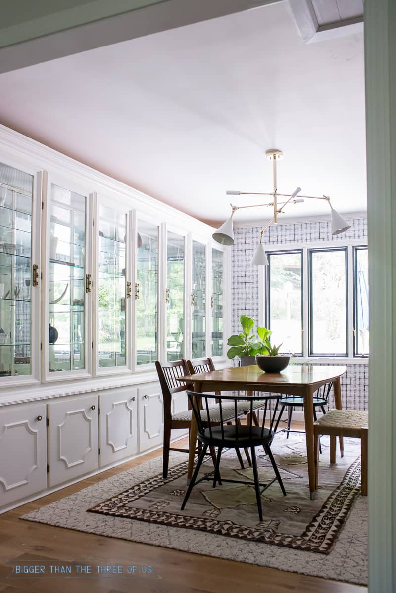 Eclectic Boho Dining Space with Built-In Cabinet