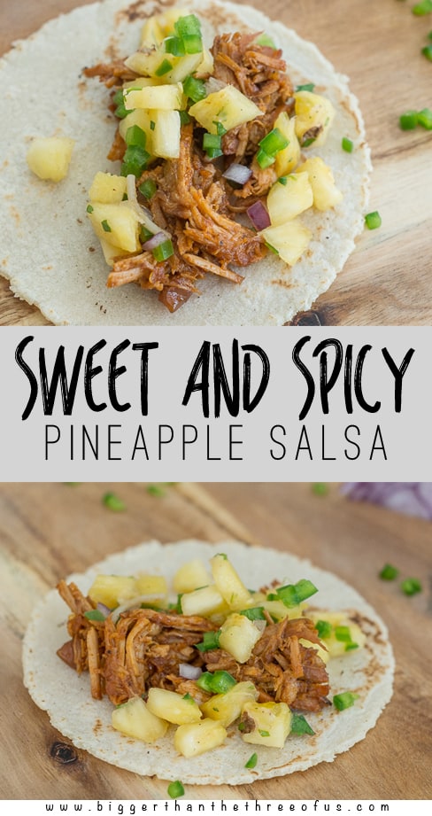 Must PIN! This five minute sweet and spicy pineapple salsa is good! 
