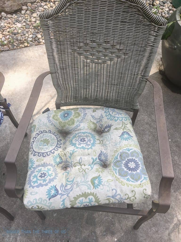 Patio Cushion Before This budget friendly patio refresh includes lots of tips and projects for updating your space on the cheap! 