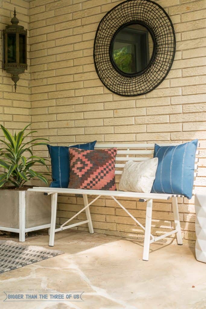 Budget Friendly Front Porch Makeover with lots of layers!