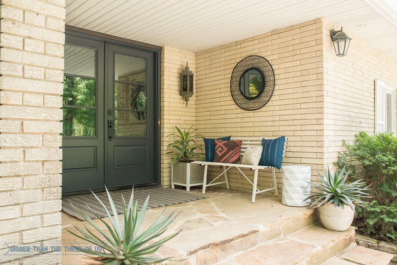 Budget Friendly Front Porch Makeover with lots of layers!