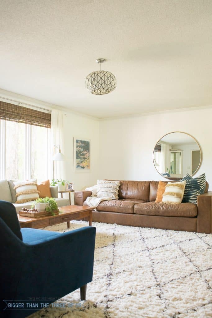 Modern Boho Living Room with Freshly Painted White Walls