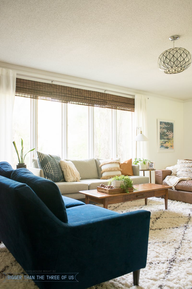 Modern Boho Living Room with Freshly Painted White Walls