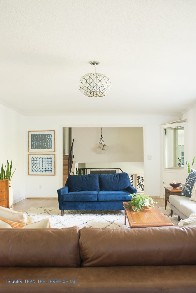 Modern Boho Living Room with Freshly Painted White Walls