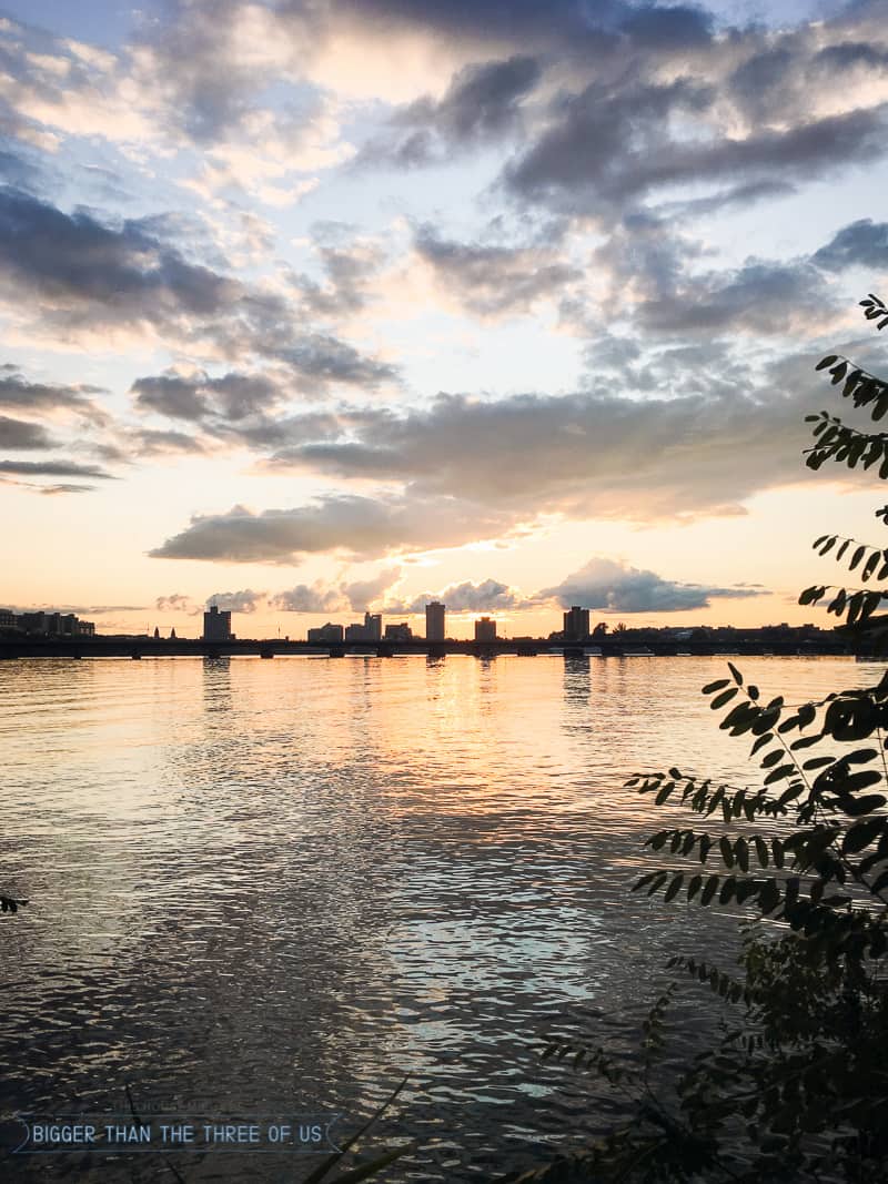 Running trail with water views in Boston, MA