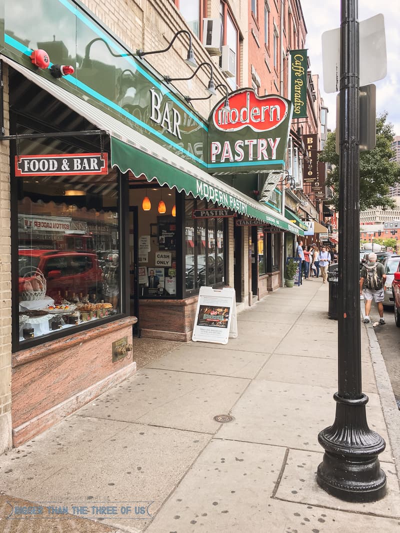 Fun things to do in Boston for adults - eating cannolis at Modern Pastry