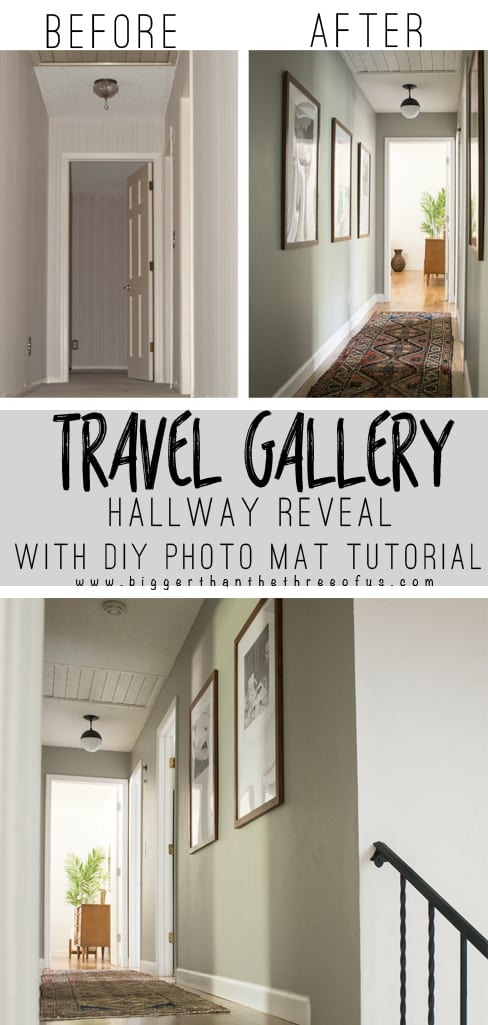 Modern Travel Gallery in Hallway with DIY Mat Board Cutting Tutorial